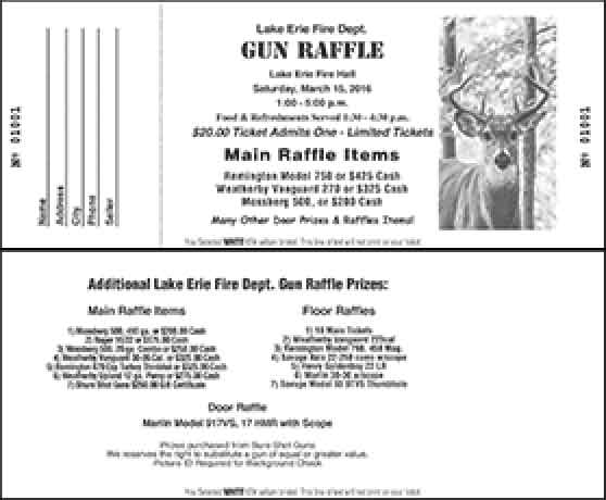 Jumbo Gun Raffle Ticket - Black Ink Designer - Landscape Style A, Two Sided