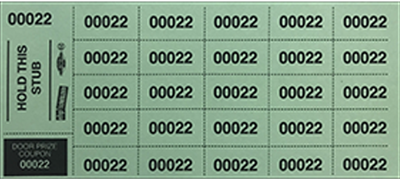 100 Basket Raffle Tickets, Green