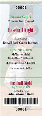 Event Ticket, Full Color PORTRAIT - Sports