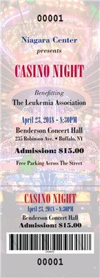 Event Ticket, Full Color PORTRAIT - Casino Night