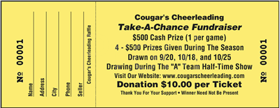 Sport Raffle Tickets, Black - 9 Lines