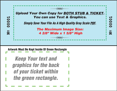 Raffle Tickets, Black - Custom Artwork STUB & TCKT, Two Sided