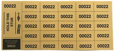 100 Basket Raffle Tickets, Goldenrod